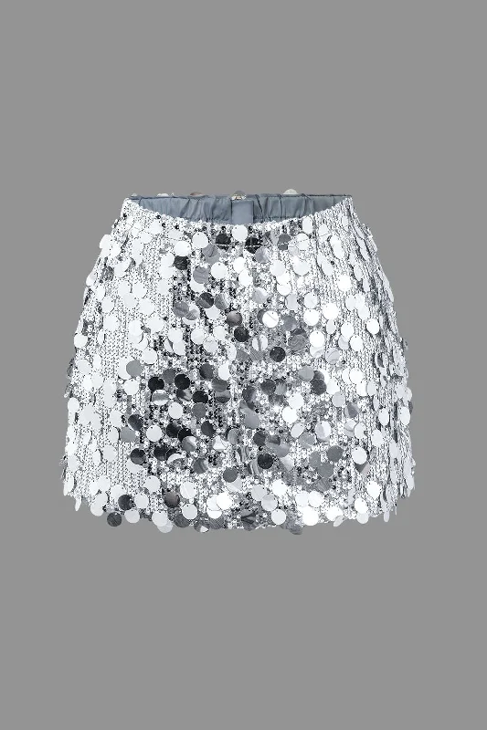 Women’s day dresses for versatile fashion -Sequin Mesh Mini Skirt