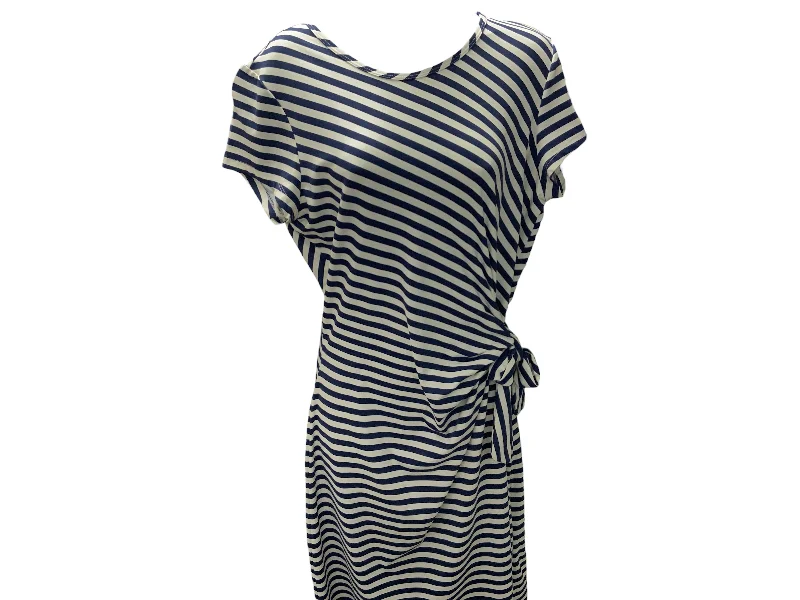 Women’s zip-up dresses for easy wear -J. McLaughlin Womens Striped Dress Blue and White L