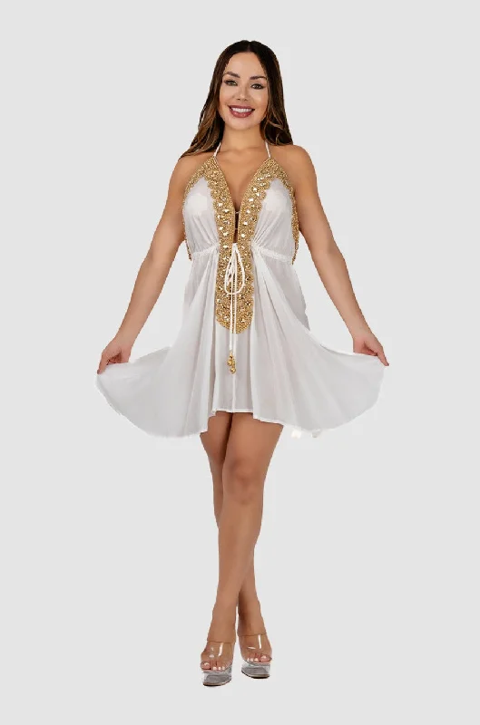 Women’s shift dresses for comfortable fit -White W Gold Short Dress