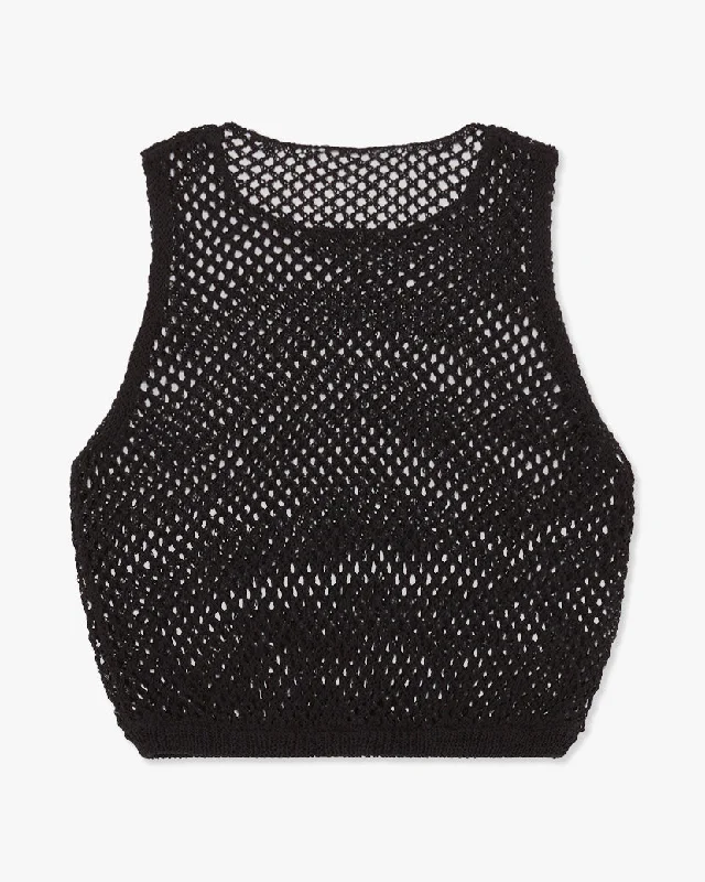 Women’s lace tops for feminine style -Crochet Ruched Crop Top | Black