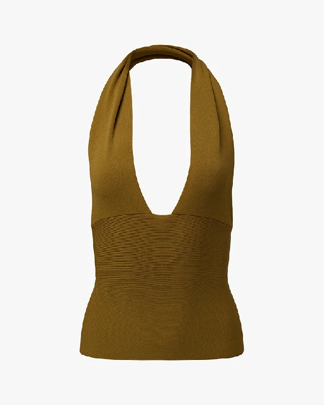 Women’s banded tops for structured fit -Knit Halter Top | Willow