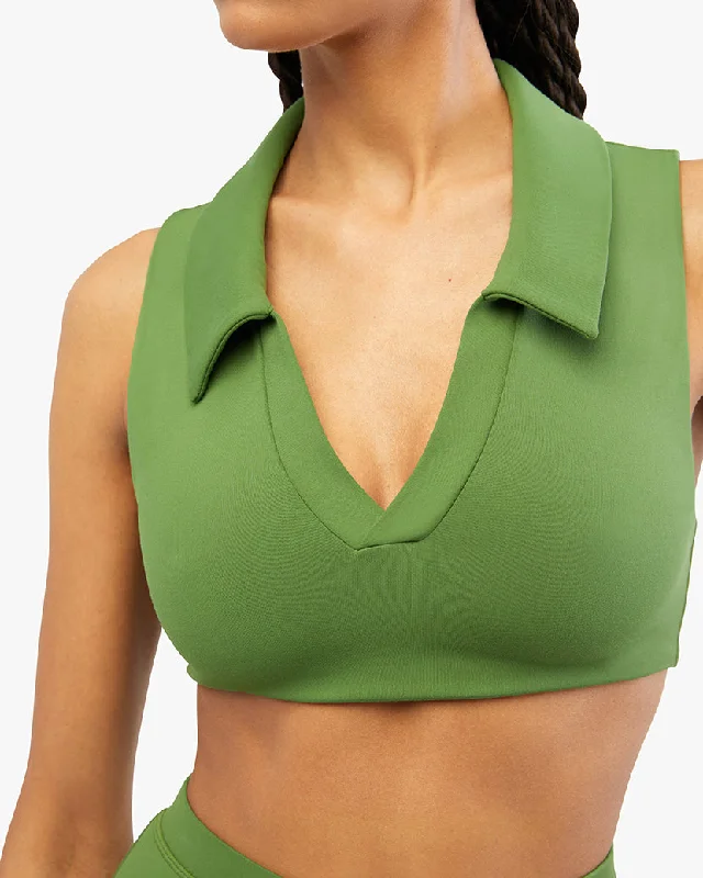 Women’s fitted tops for sleek silhouette -Polo Bra | Court Green