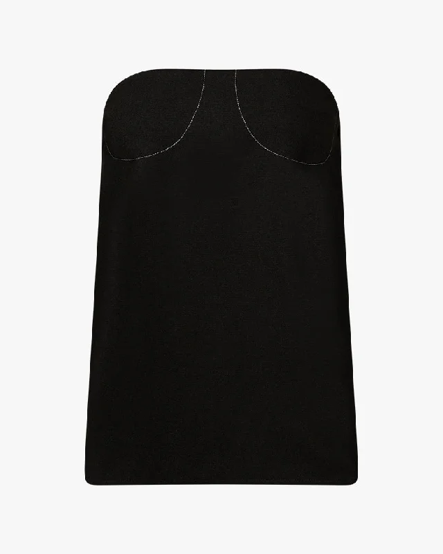 Women’s v-neck tops for flattering fit -Strapless A-line Top | Black