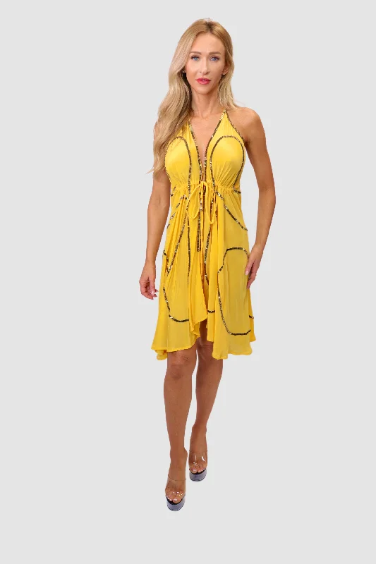 Women’s sleeveless bodycon dresses for chic style -Tulum Yellow Short Dress