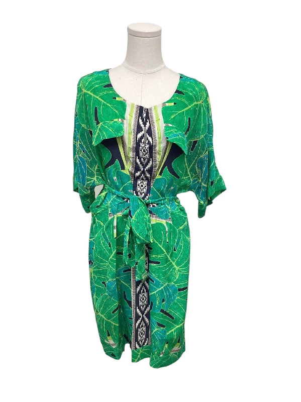 Women’s cotton dresses for comfortable wear -Yoana Baraschi Green Silk Dress L