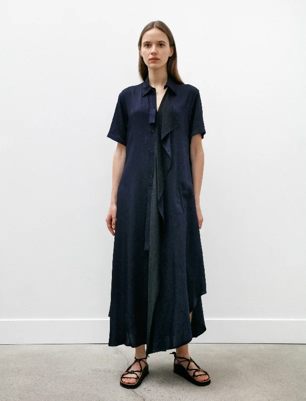 Women’s summer dresses for hot weather -Draped Side Shirtdress Indigo